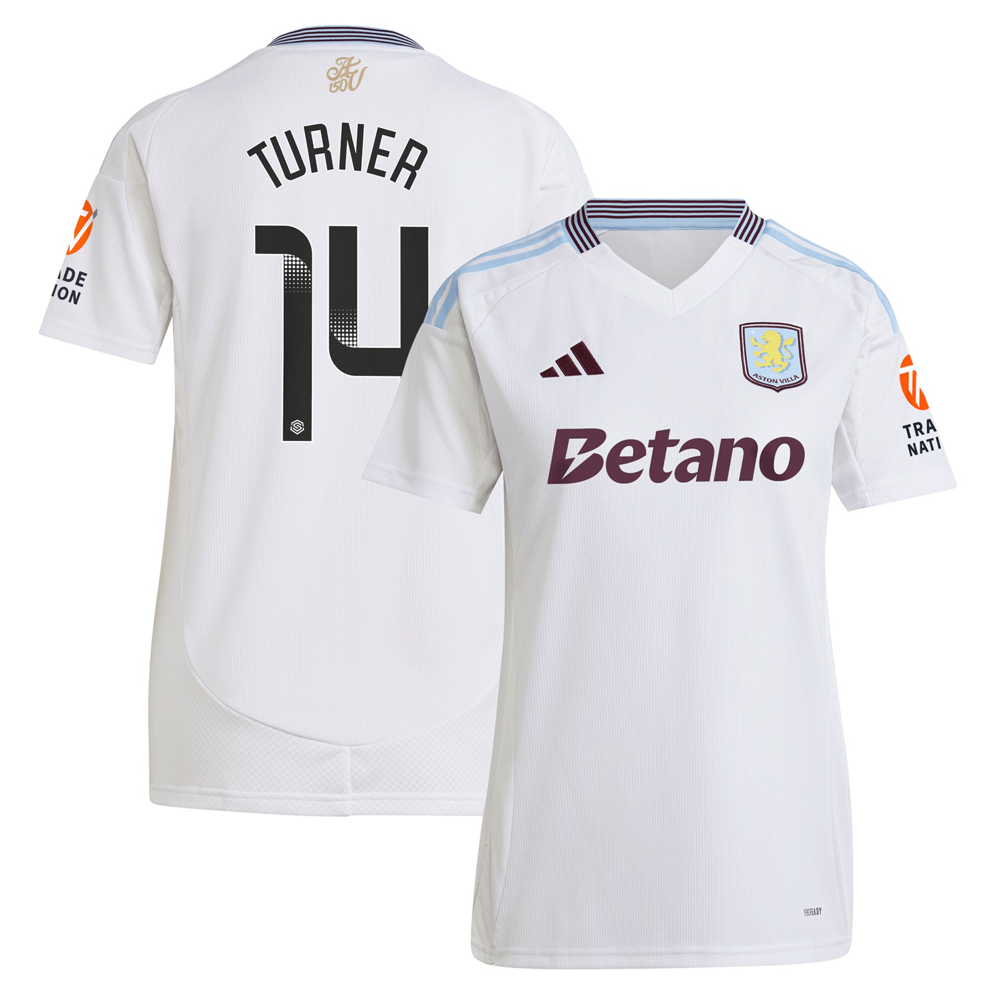 Aston Villa aston villa wsl adidas away shirt 2024-25 – womens with turner 14 printing Kits - Official Football Shirts & Training Gear