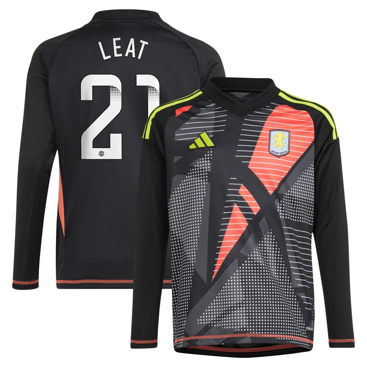 Aston Villa aston villa wsl adidas goalkeeper shirt 2024-25 – long sleeve – kids with leat 21 printing Kits - Official Football Shirts & Training Gear