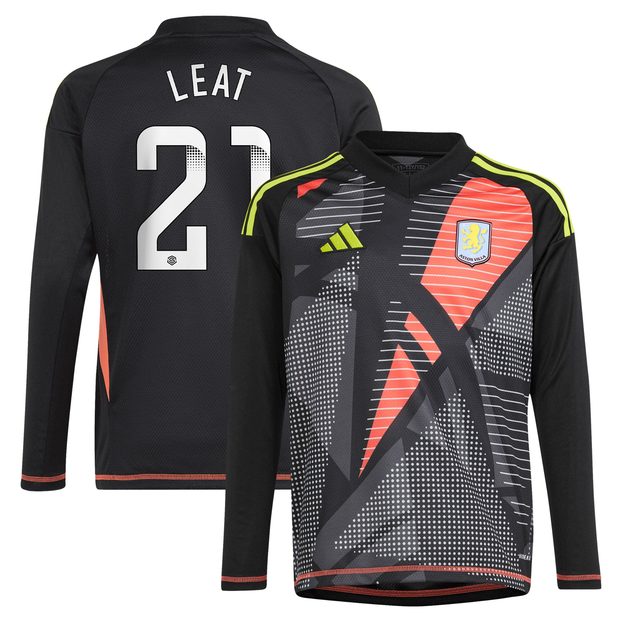 Aston Villa aston villa wsl adidas goalkeeper shirt 2024-25 – long sleeve – kids with leat 21 printing Kits - Official Football Shirts & Training Gear