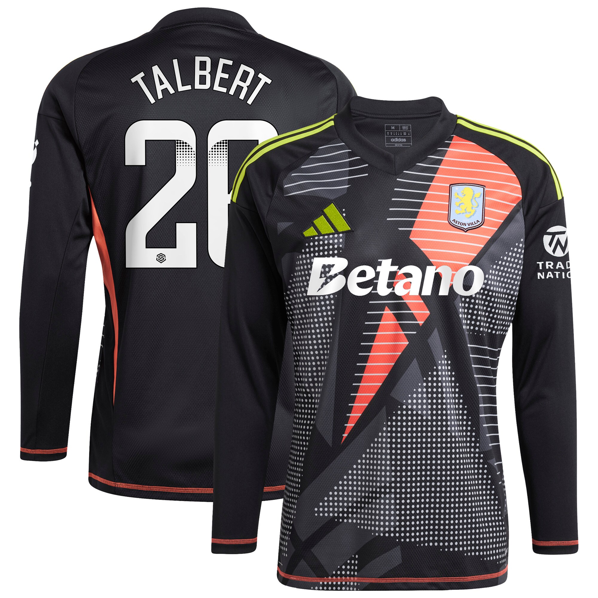 Aston Villa aston villa wsl adidas goalkeeper shirt 2024-25 – long sleeve with talbert 26 printing Kits - Official Football Shirts & Training Gear