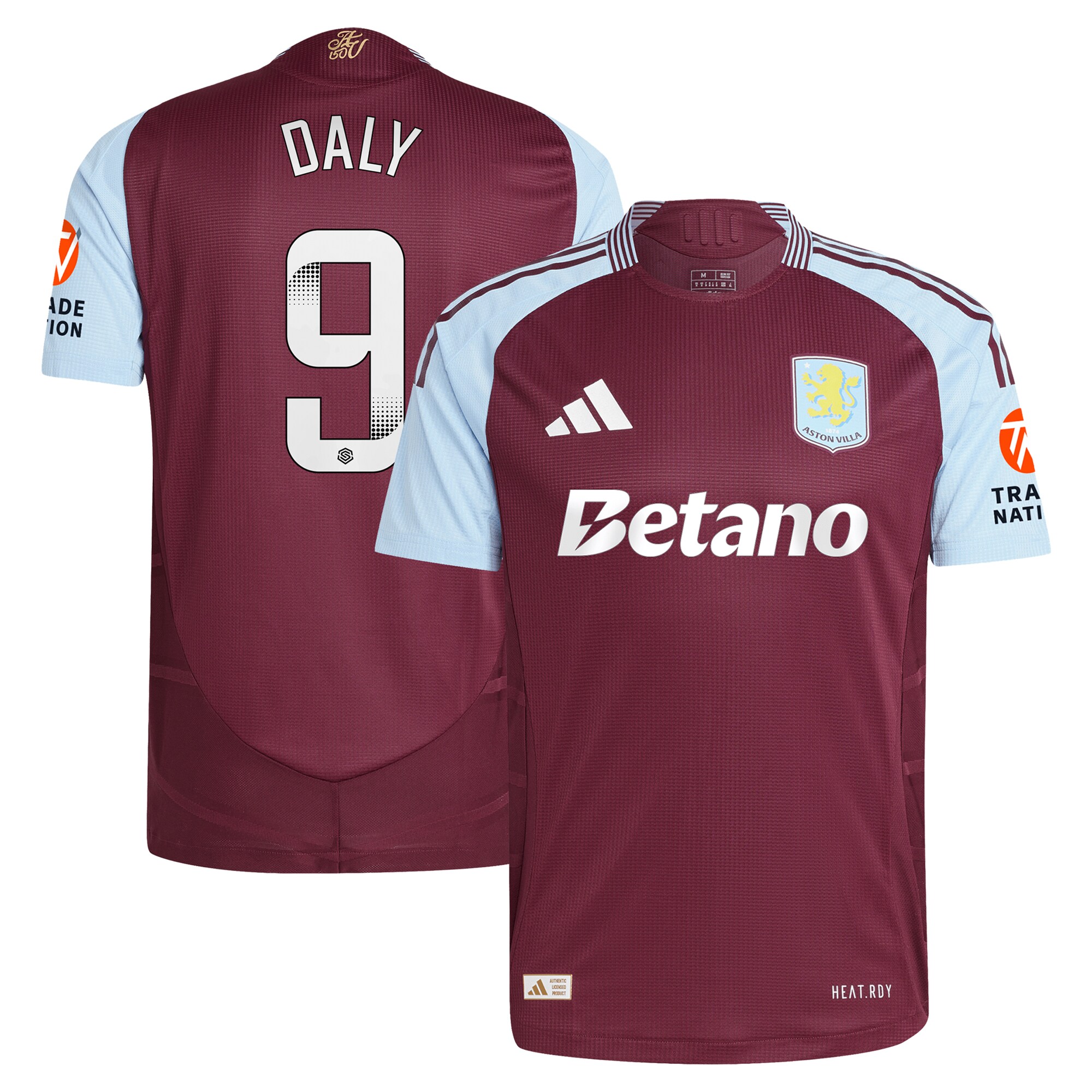 Aston Villa aston villa wsl adidas home authentic shirt 2024-25 with daly 9 printing Kits - Official Football Shirts & Training Gear