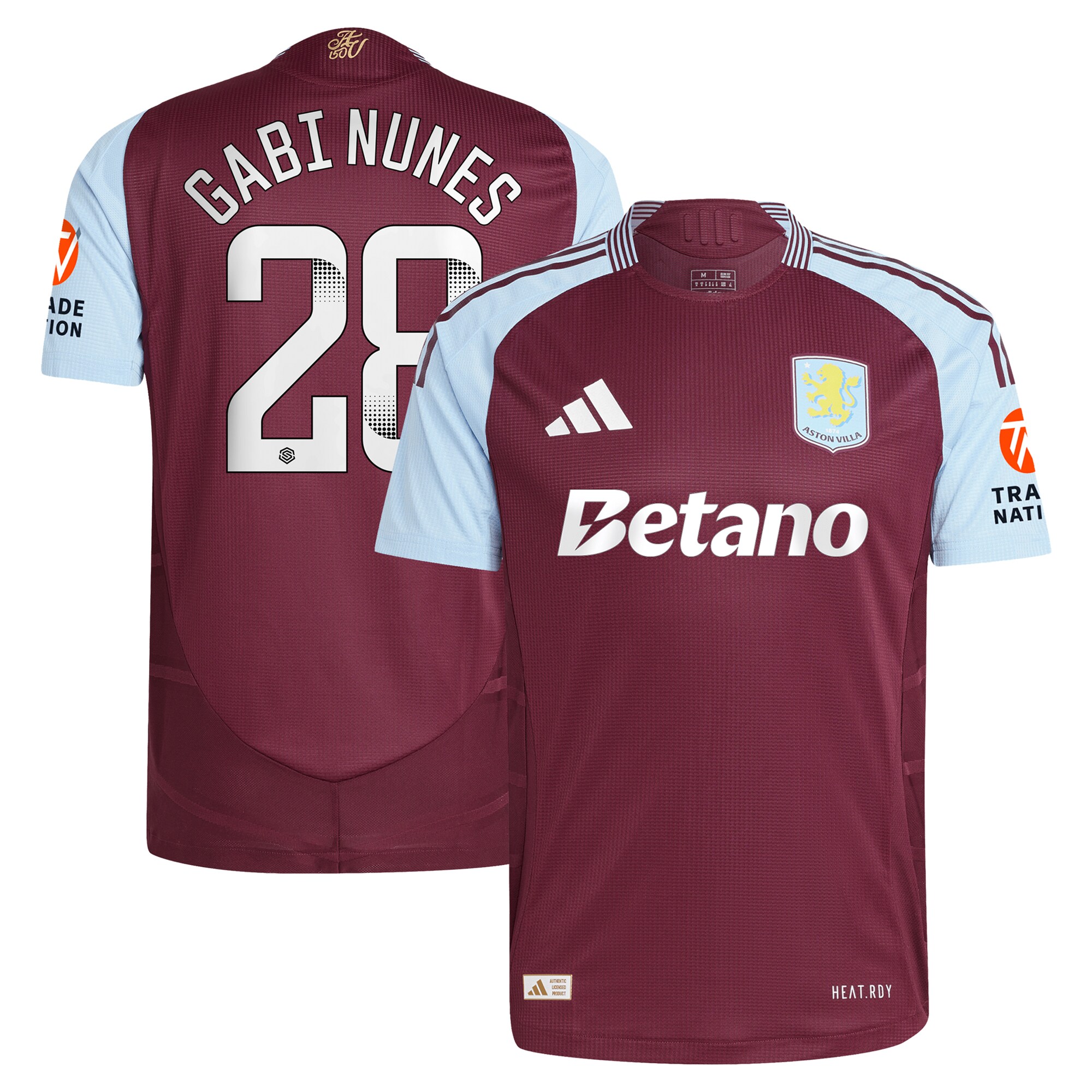 Aston Villa aston villa wsl adidas home authentic shirt 2024-25 with gabi nunes 28 printing Kits - Official Football Shirts & Training Gear