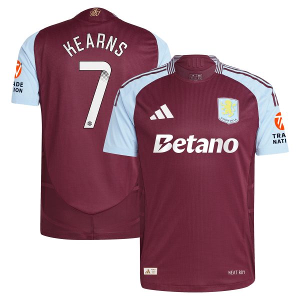 Aston Villa aston villa wsl adidas home authentic shirt 2024-25 with kearns 7 printing Kits - Official Football Shirts & Training Gear