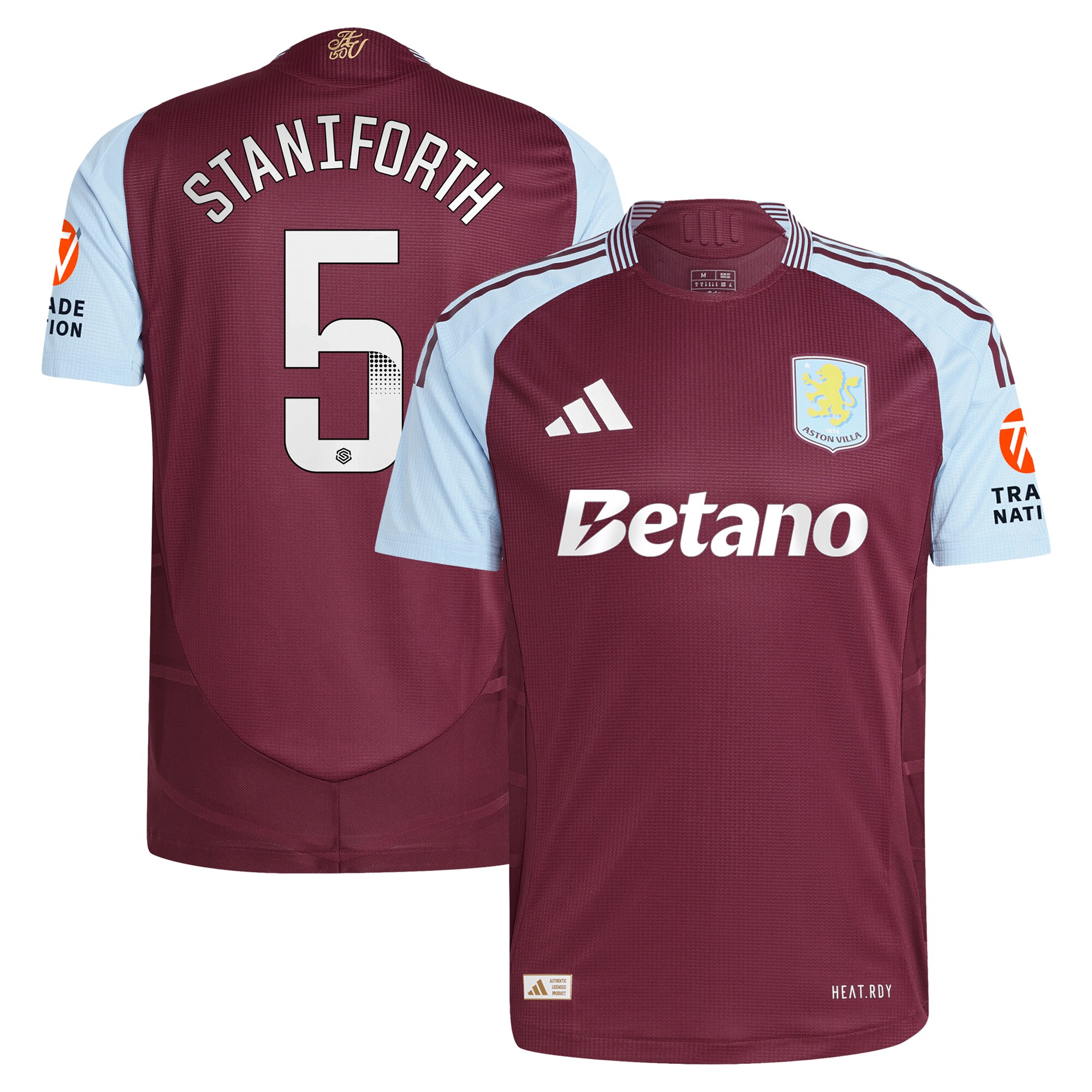 Aston Villa aston villa wsl adidas home authentic shirt 2024-25 with staniforth 5 printing Kits - Official Football Shirts & Training Gear