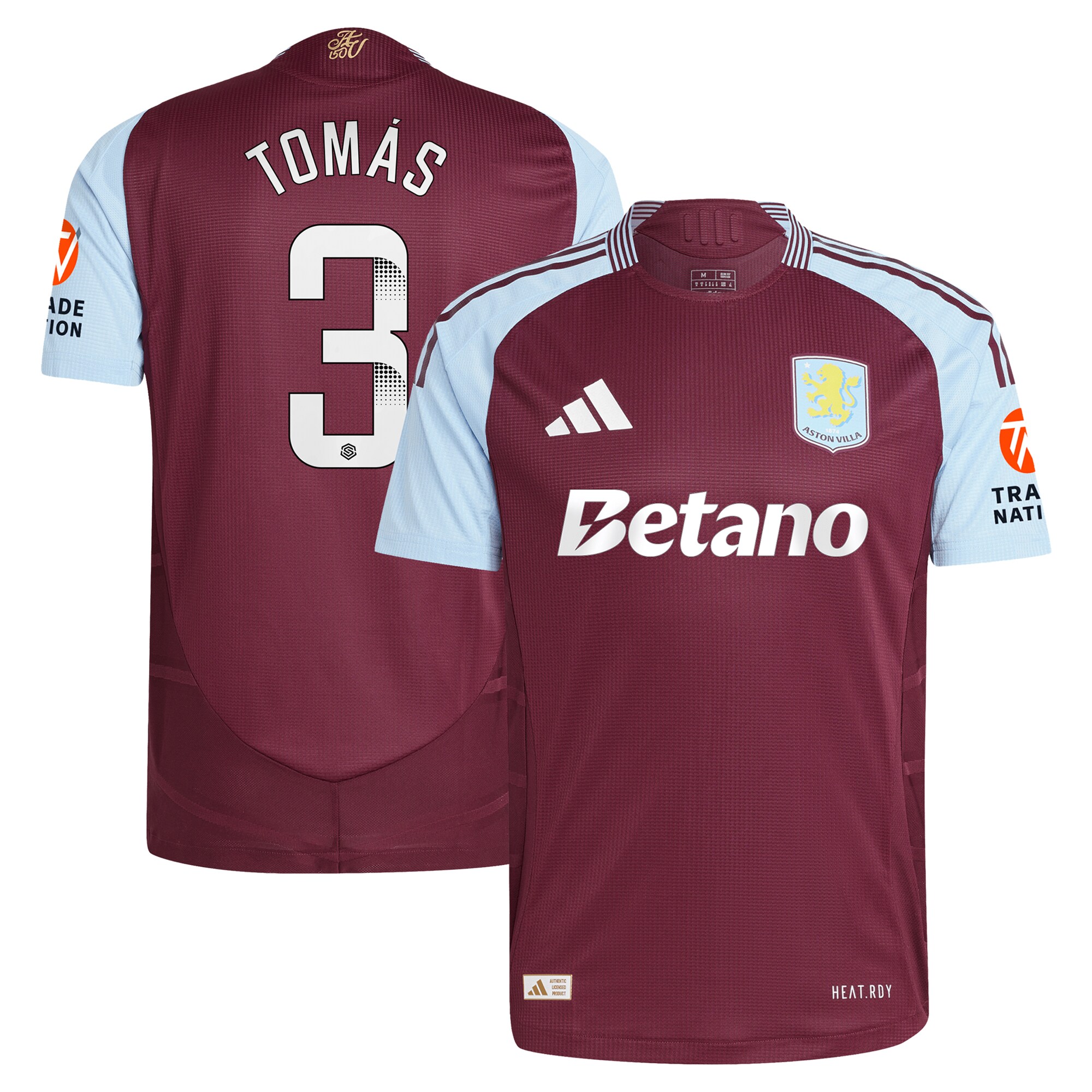 Aston Villa aston villa wsl adidas home authentic shirt 2024-25 with tomás 3 printing Kits - Official Football Shirts & Training Gear