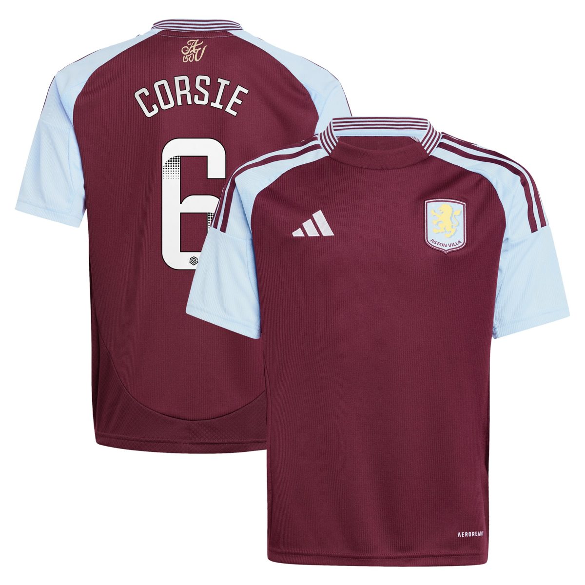 Aston Villa aston villa wsl adidas home shirt 2024-25 – kids with corsie 6 printing Kits - Official Football Shirts & Training Gear