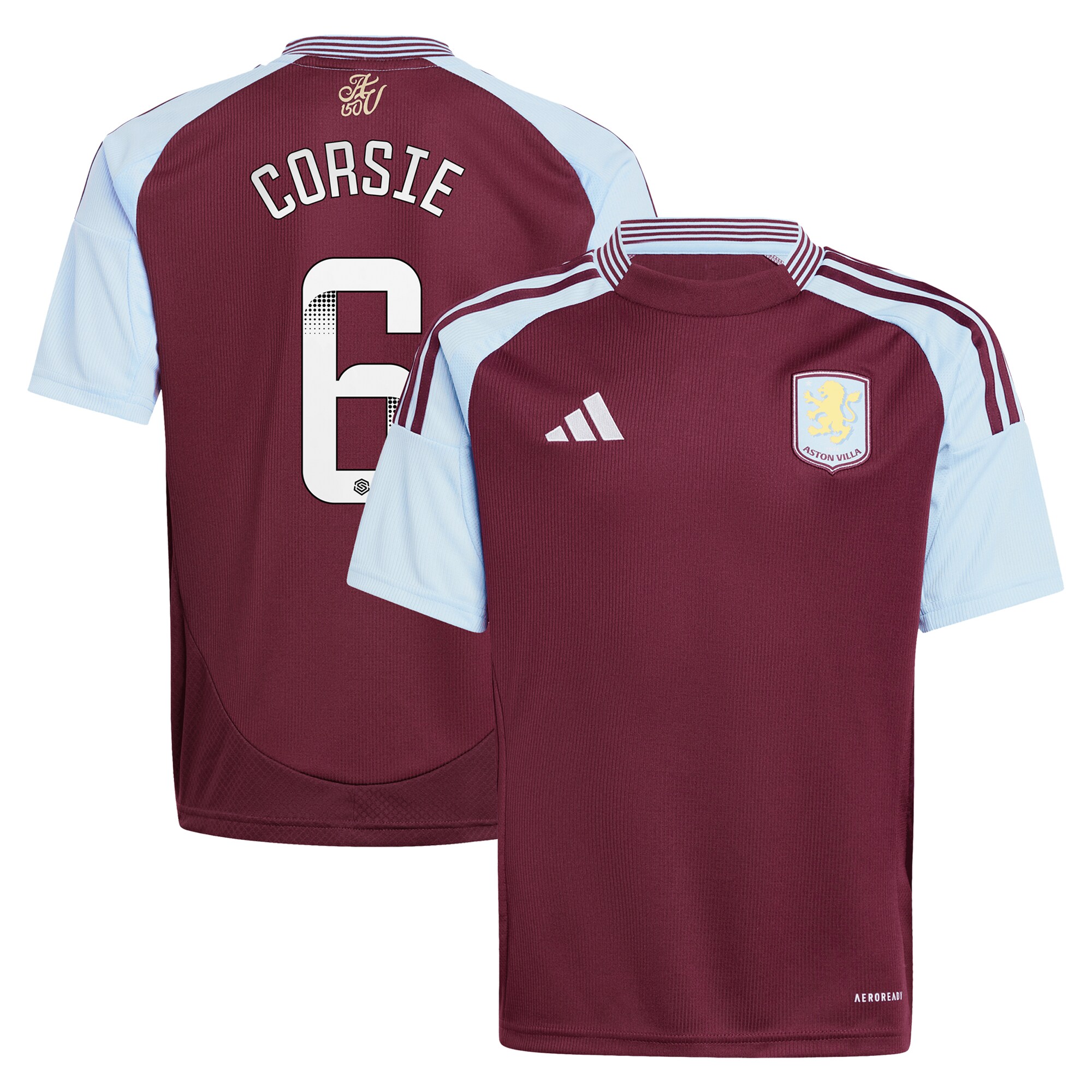 Aston Villa aston villa wsl adidas home shirt 2024-25 – kids with corsie 6 printing Kits - Official Football Shirts & Training Gear