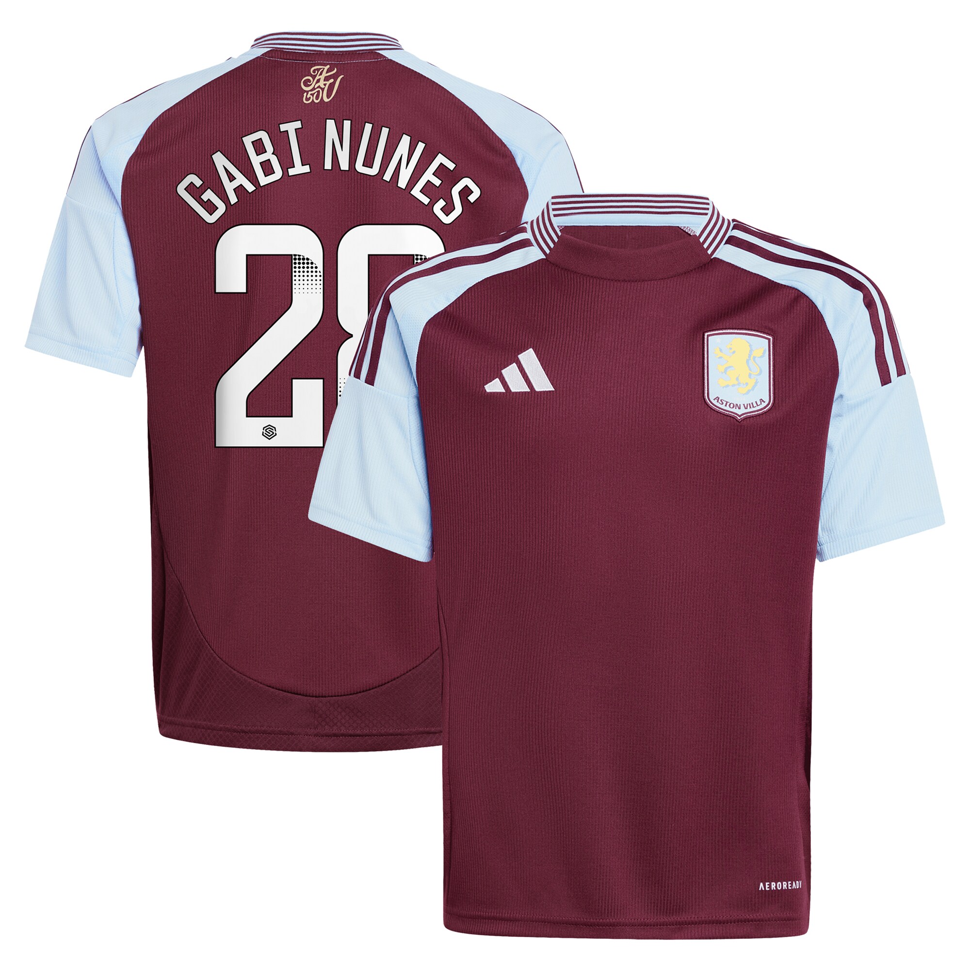 Aston Villa aston villa wsl adidas home shirt 2024-25 – kids with gabi nunes 28 printing Kits - Official Football Shirts & Training Gear