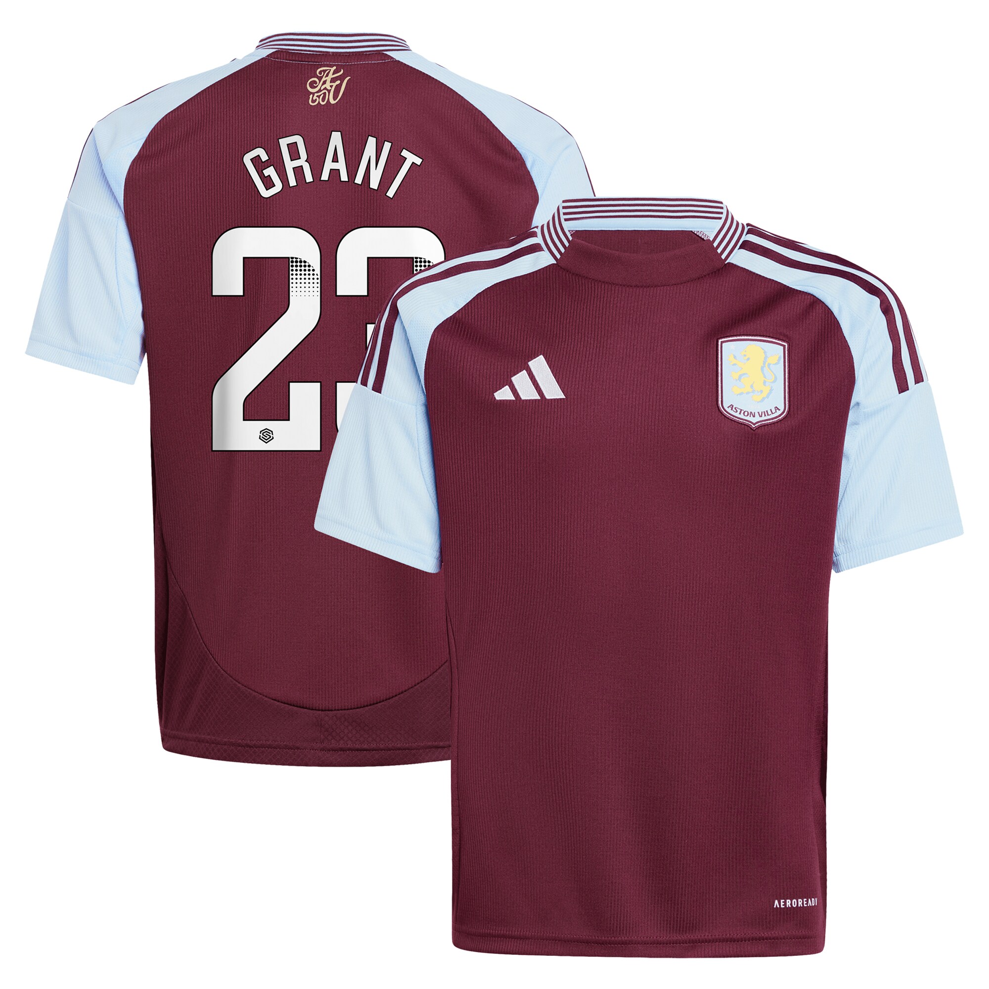 Aston Villa aston villa wsl adidas home shirt 2024-25 – kids with grant 23 printing Kits - Official Football Shirts & Training Gear
