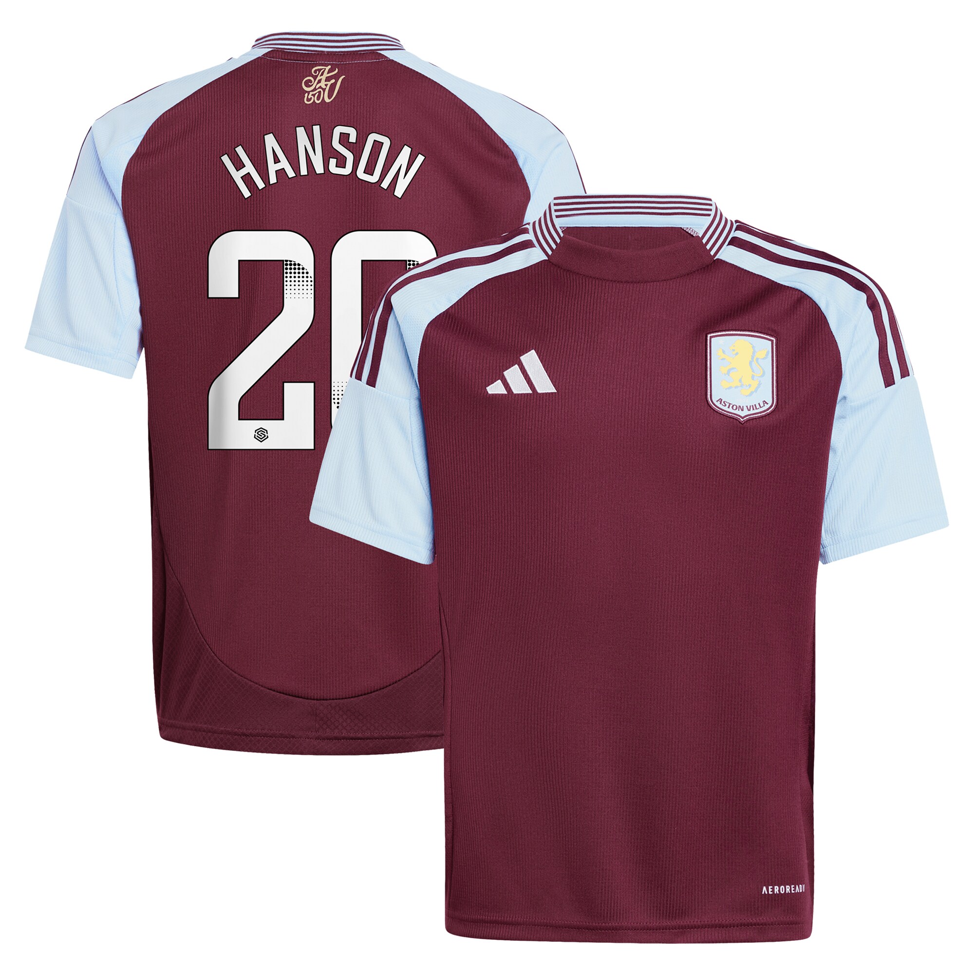 Aston Villa aston villa wsl adidas home shirt 2024-25 – kids with hanson 20 printing Kits - Official Football Shirts & Training Gear