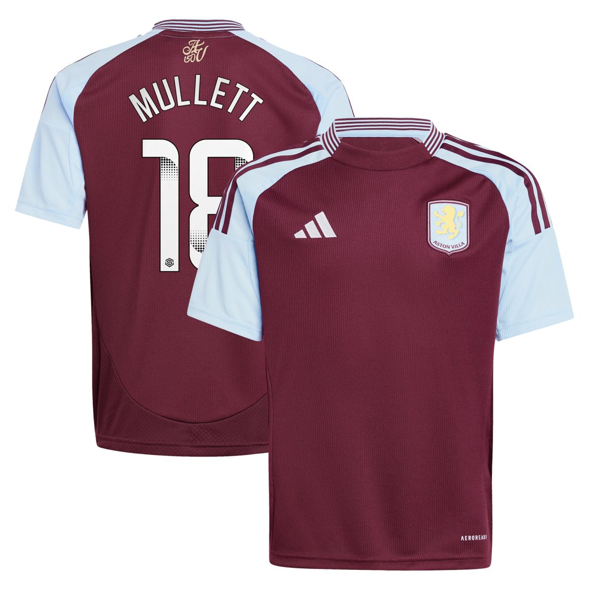 Aston Villa aston villa wsl adidas home shirt 2024-25 – kids with mullett 18 printing Kits - Official Football Shirts & Training Gear