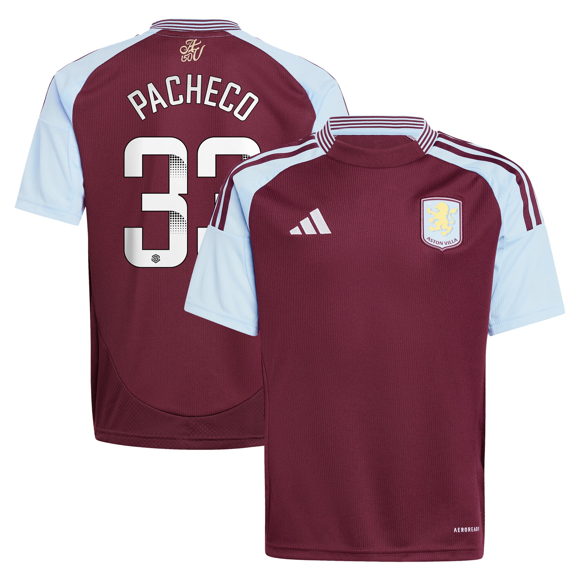 Aston Villa aston villa wsl adidas home shirt 2024-25 – kids with pacheco 33 printing Kits - Official Football Shirts & Training Gear