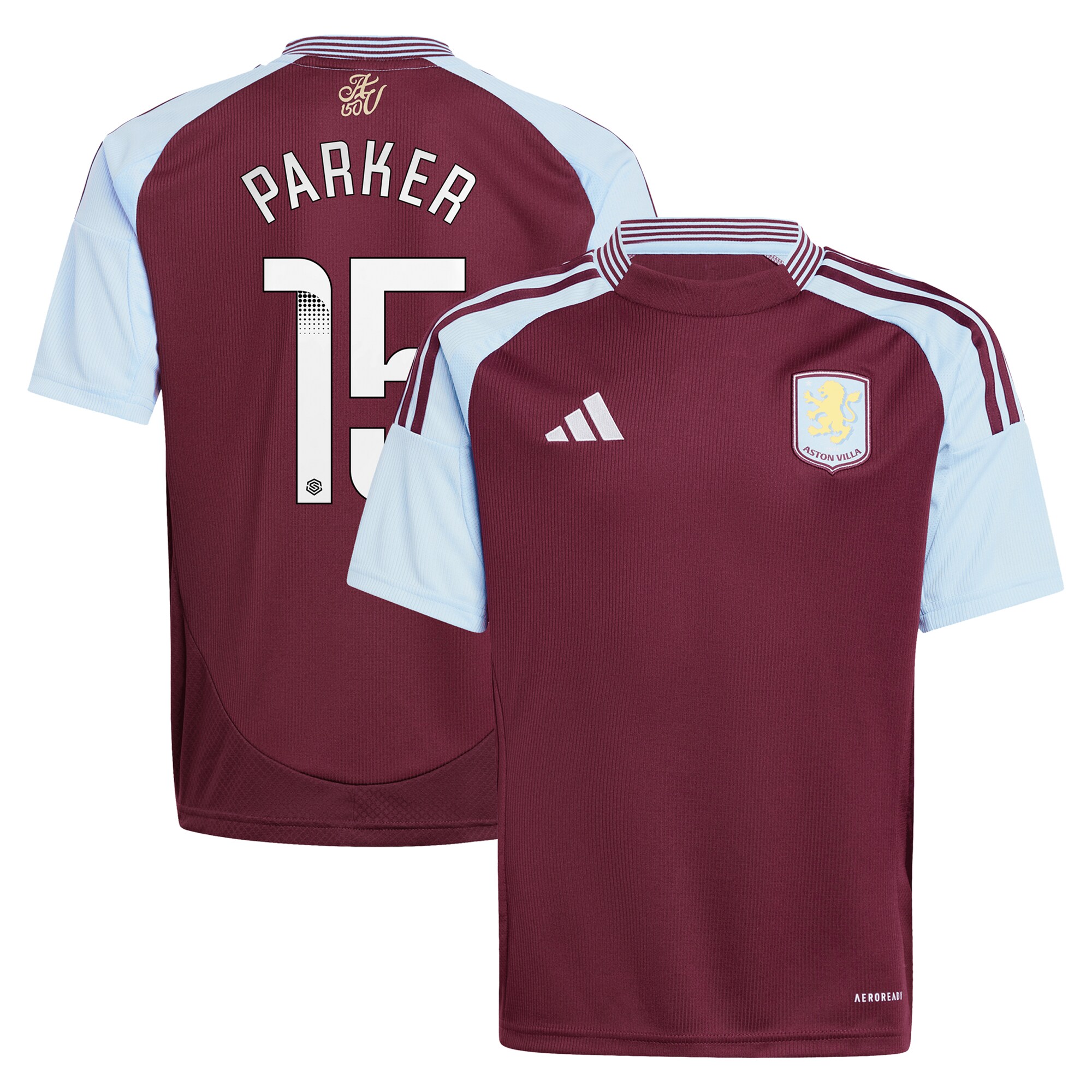 Aston Villa aston villa wsl adidas home shirt 2024-25 – kids with parker 15 printing Kits - Official Football Shirts & Training Gear