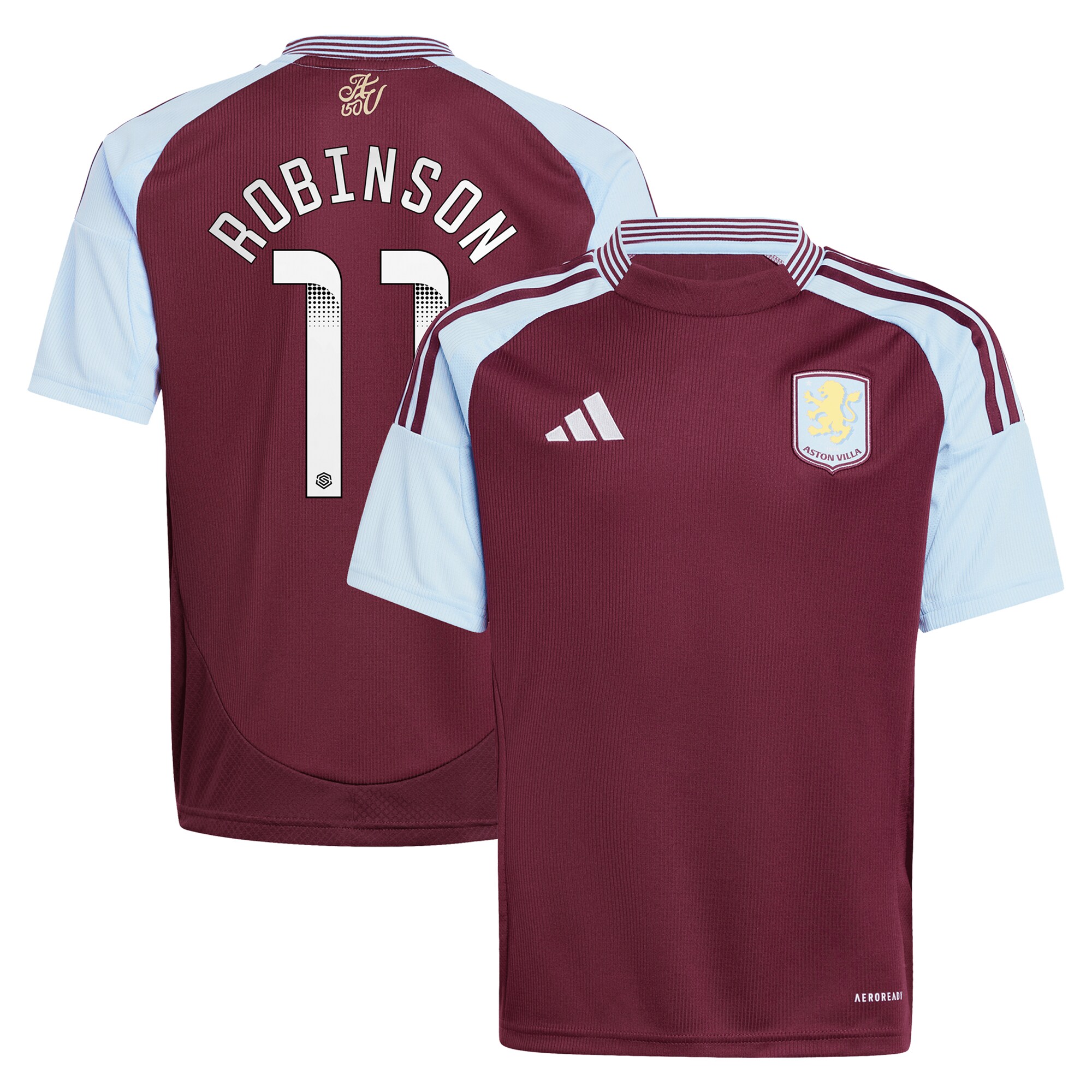 Aston Villa aston villa wsl adidas home shirt 2024-25 – kids with robinson 11 printing Kits - Official Football Shirts & Training Gear