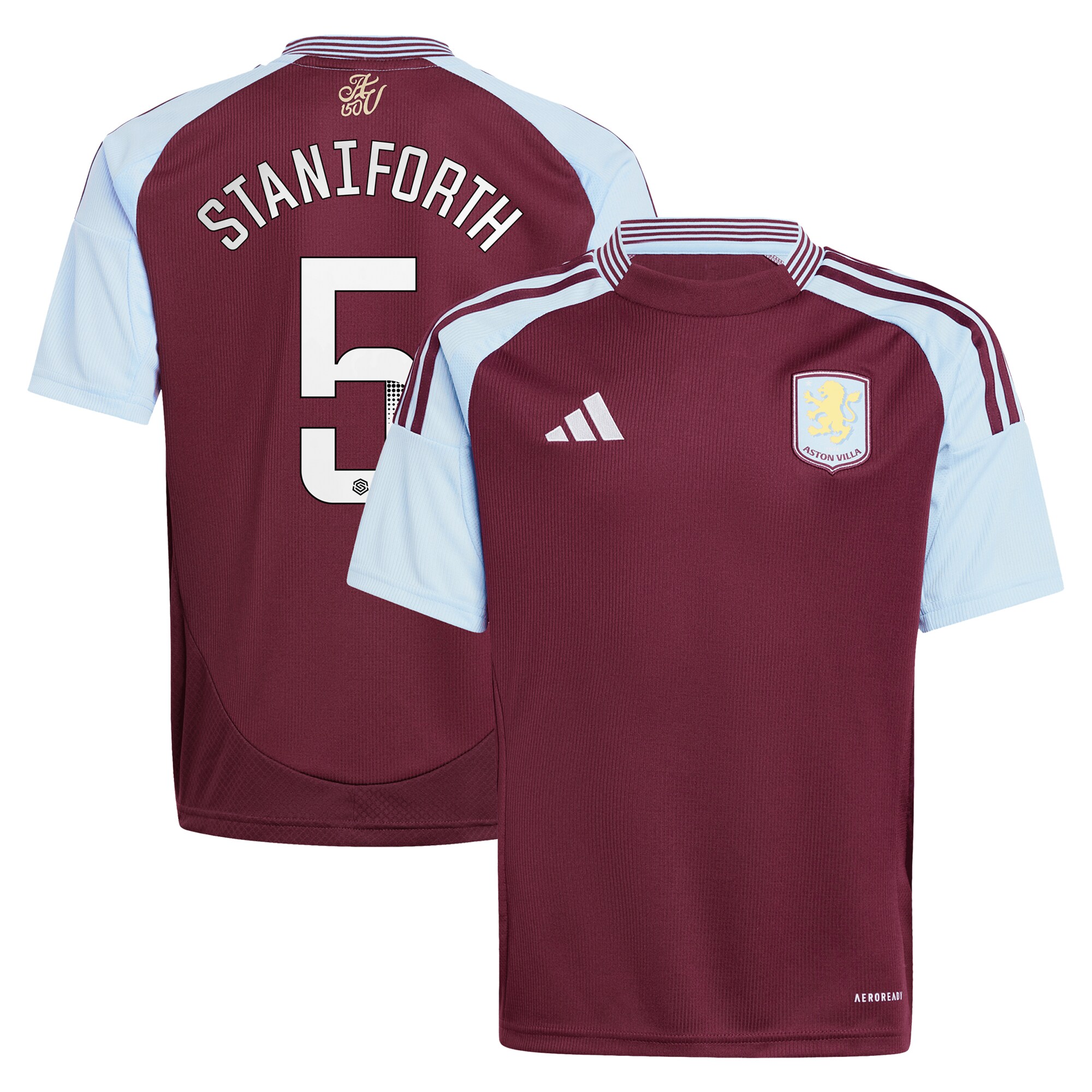 Aston Villa aston villa wsl adidas home shirt 2024-25 – kids with staniforth 5 printing Kits - Official Football Shirts & Training Gear