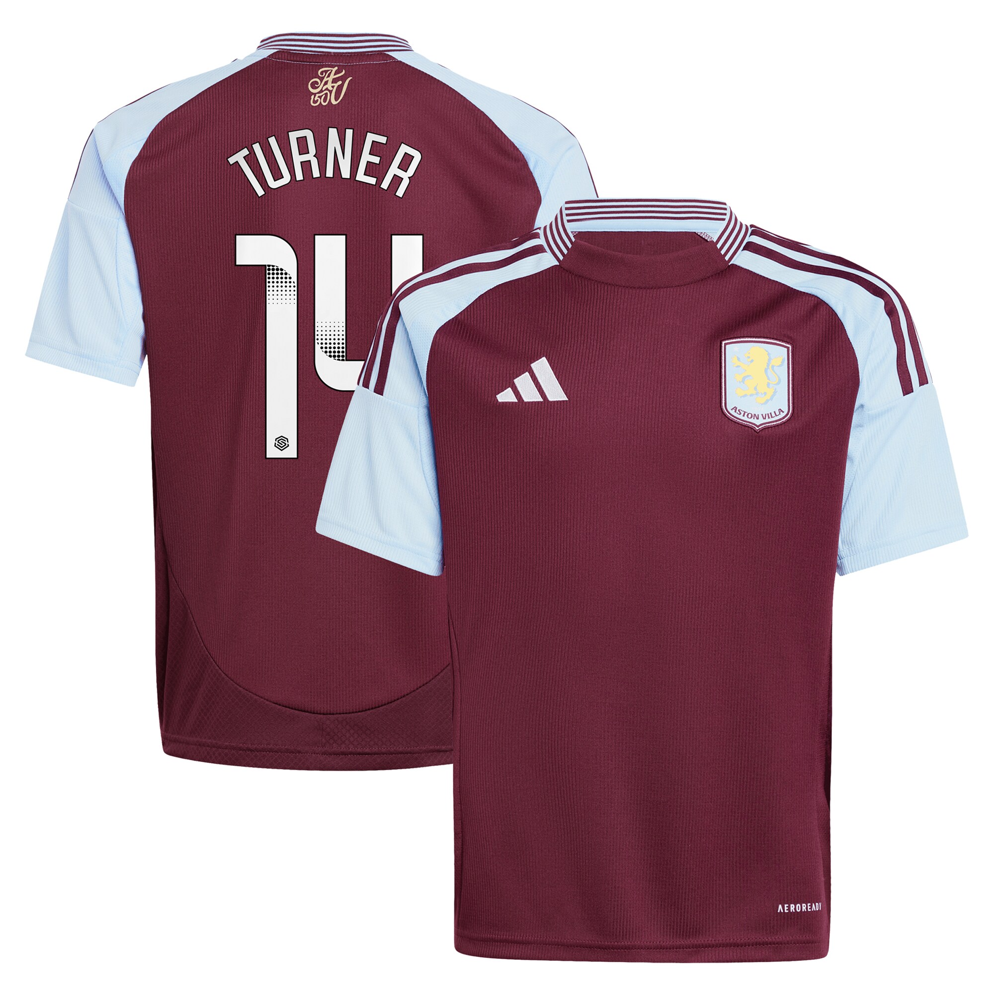 Aston Villa aston villa wsl adidas home shirt 2024-25 – kids with turner 14 printing Kits - Official Football Shirts & Training Gear