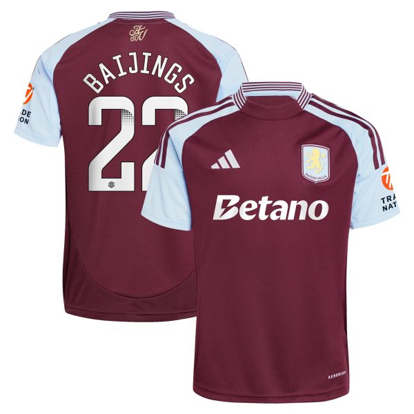Aston Villa aston villa wsl adidas home shirt 2024-25 with baijings 22 printing Kits - Official Football Shirts & Training Gear