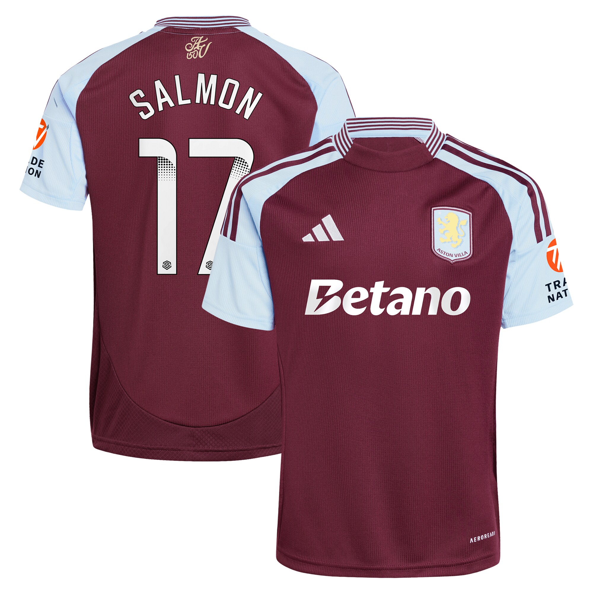Aston Villa aston villa wsl adidas home shirt 2024-25 with salmon 17 printing Kits - Official Football Shirts & Training Gear