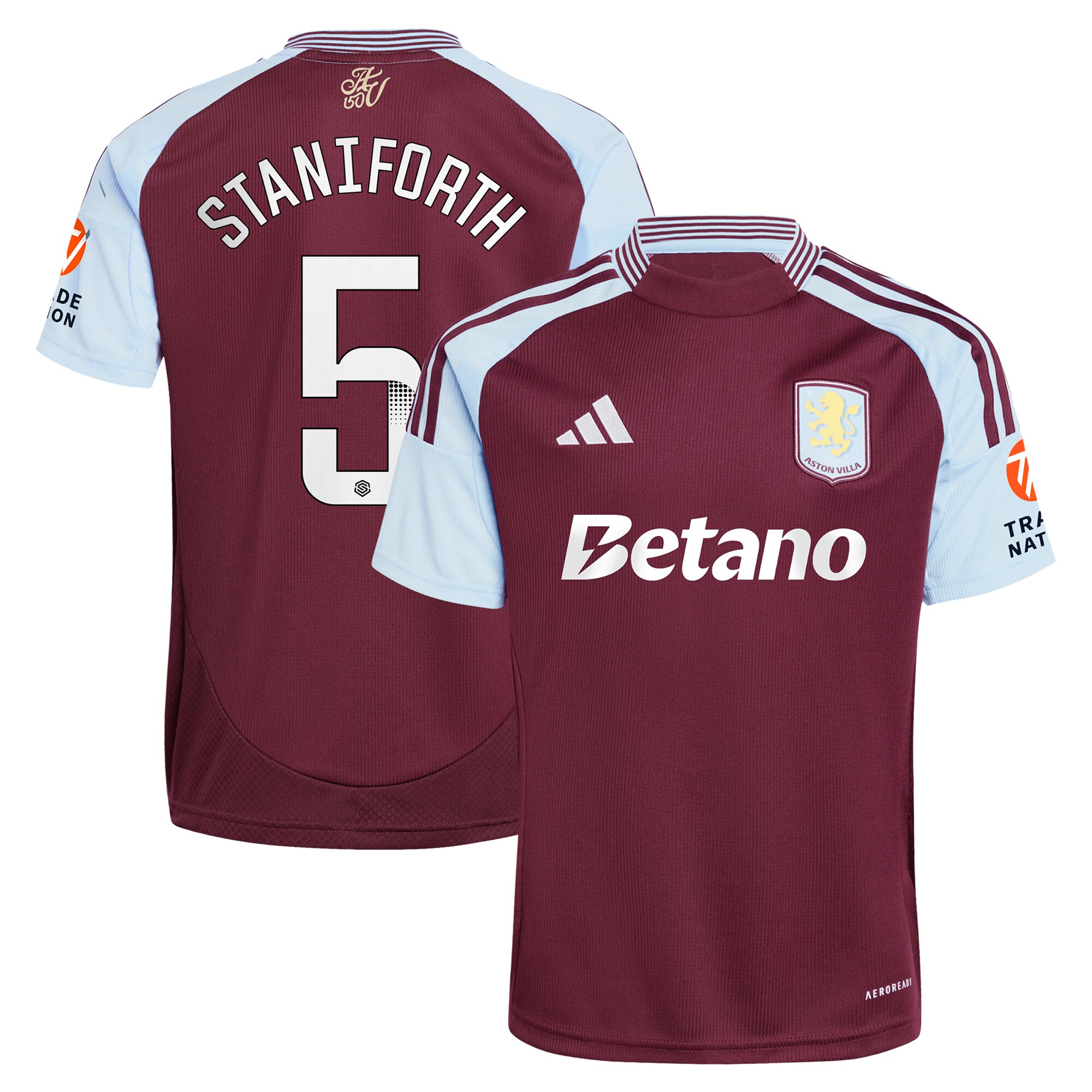 Aston Villa aston villa wsl adidas home shirt 2024-25 with staniforth 5 printing Kits - Official Football Shirts & Training Gear