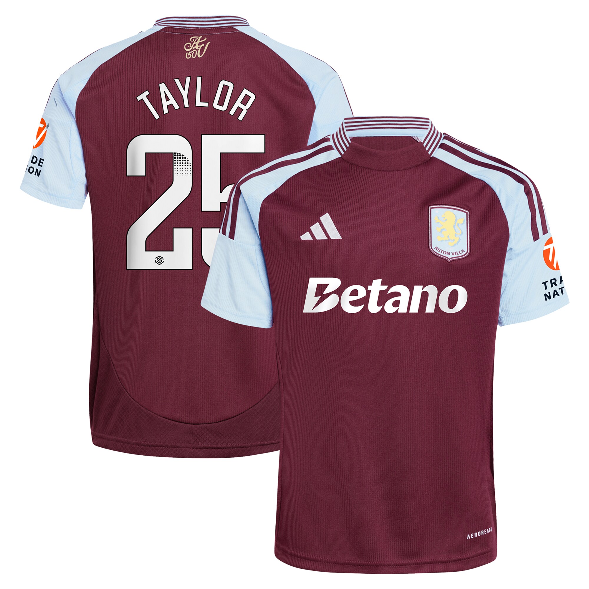 Aston Villa aston villa wsl adidas home shirt 2024-25 with taylor 25 printing Kits - Official Football Shirts & Training Gear