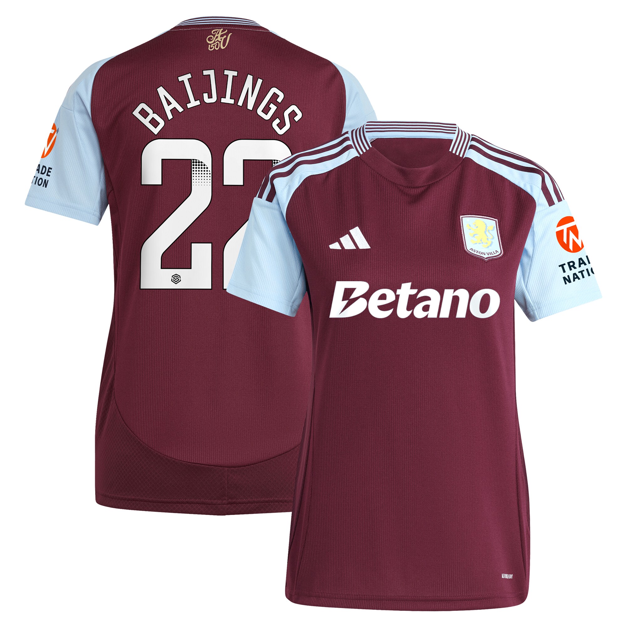 Aston Villa aston villa wsl adidas home shirt 2024-25 – womens with baijings 22 printing Kits - Official Football Shirts & Training Gear