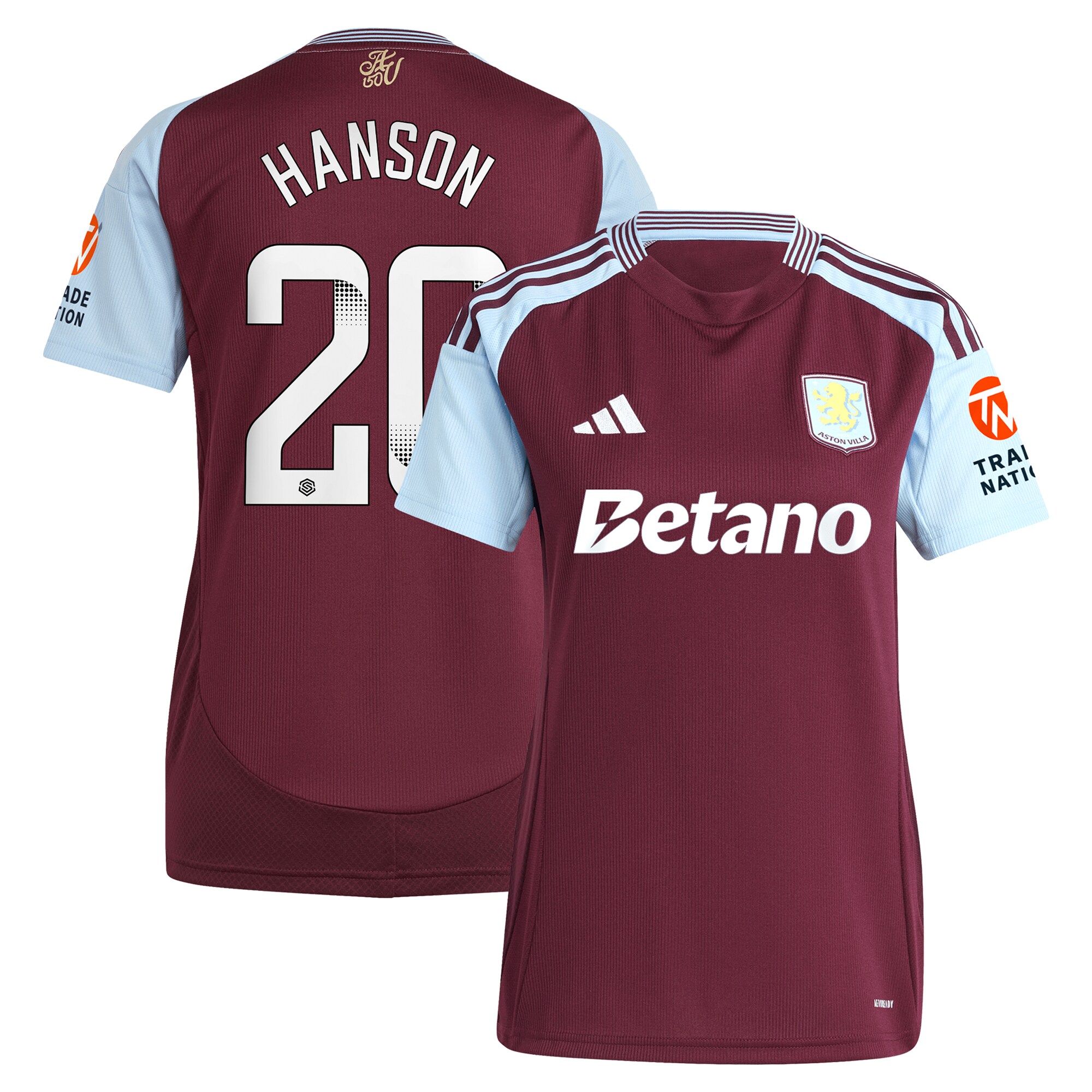 Aston Villa aston villa wsl adidas home shirt 2024-25 – womens with hanson 20 printing Kits - Official Football Shirts & Training Gear