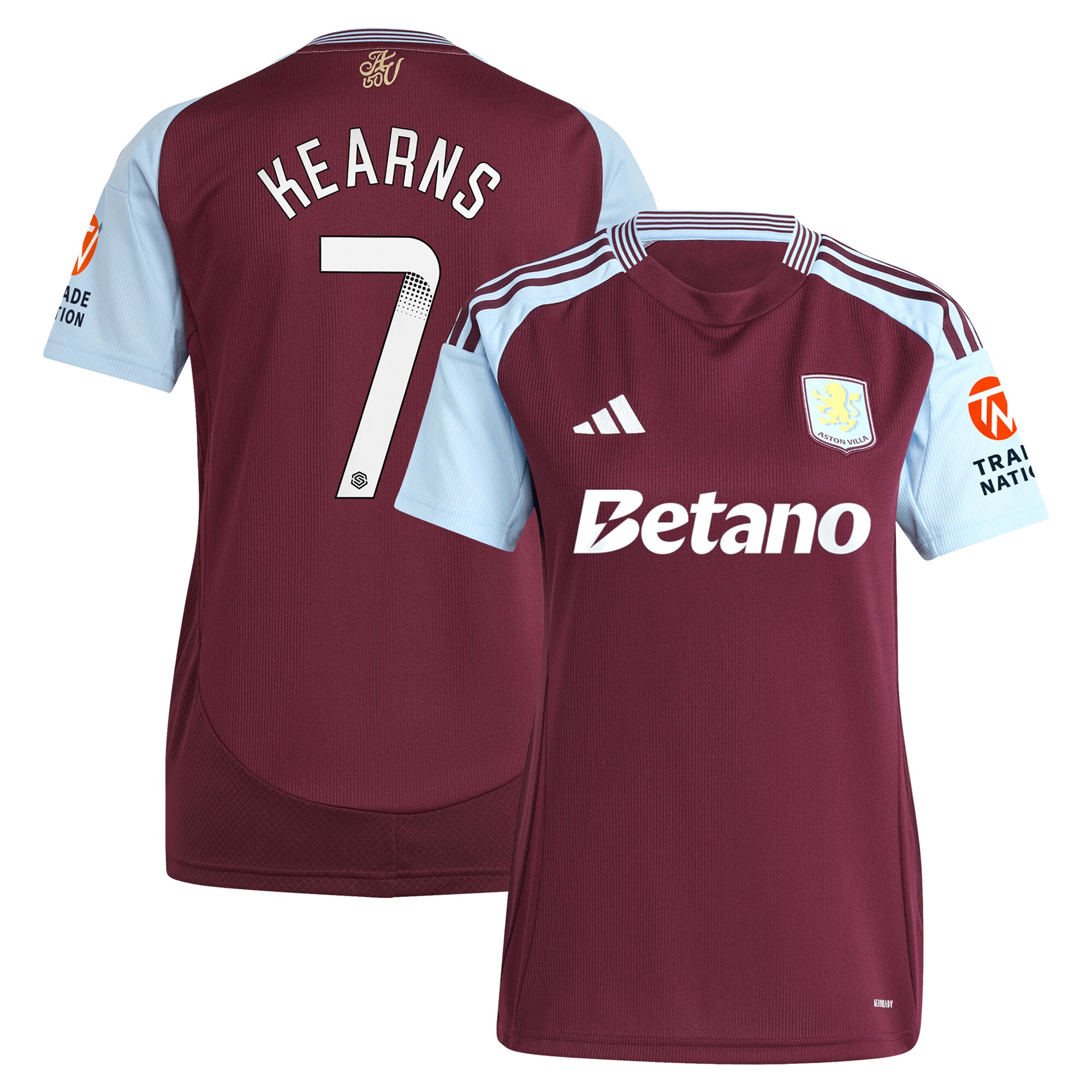 Aston Villa aston villa wsl adidas home shirt 2024-25 – womens with kearns 7 printing Kits - Official Football Shirts & Training Gear