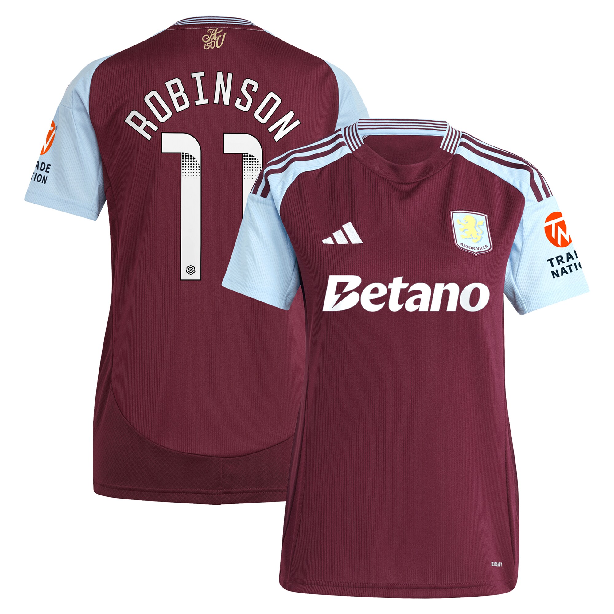 Aston Villa aston villa wsl adidas home shirt 2024-25 – womens with robinson 11 printing Kits - Official Football Shirts & Training Gear