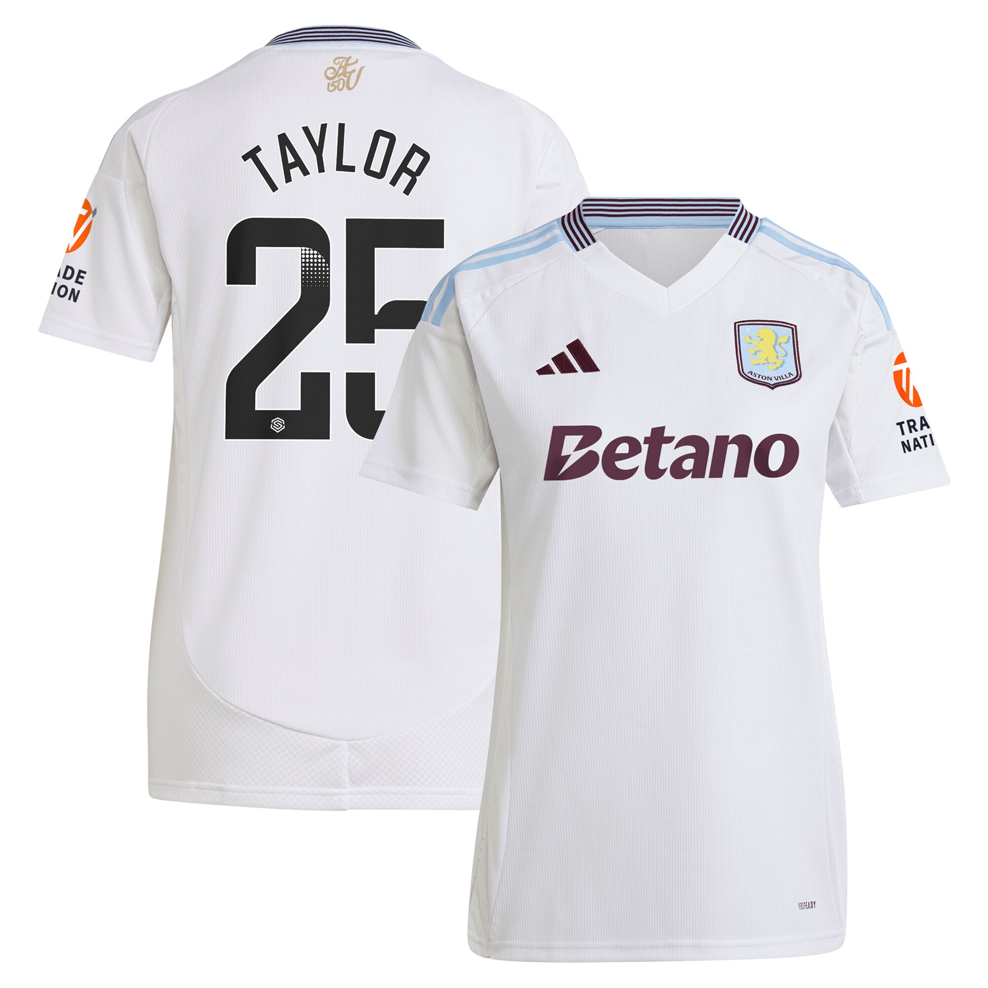 Aston Villa aston villa wsl away shirt 2024-25 – womens with taylor 25 printing Kits - Official Football Shirts & Training Gear